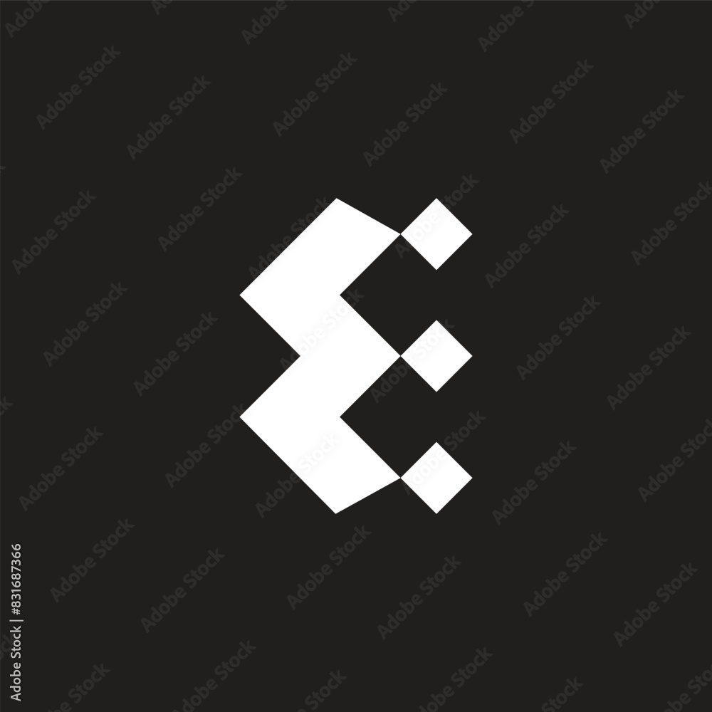 letter e squares dots geometric abstract logo vector letter e squares dots geometric abstract logo vector