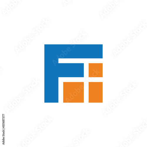 letter f squares colorful window geometric logo vector