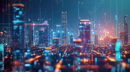 Wallpaper Mural 3D Rendering of neon mega city with light reflection from puddles on street heading toward buildings. Concept for night life Torontodigital.ca