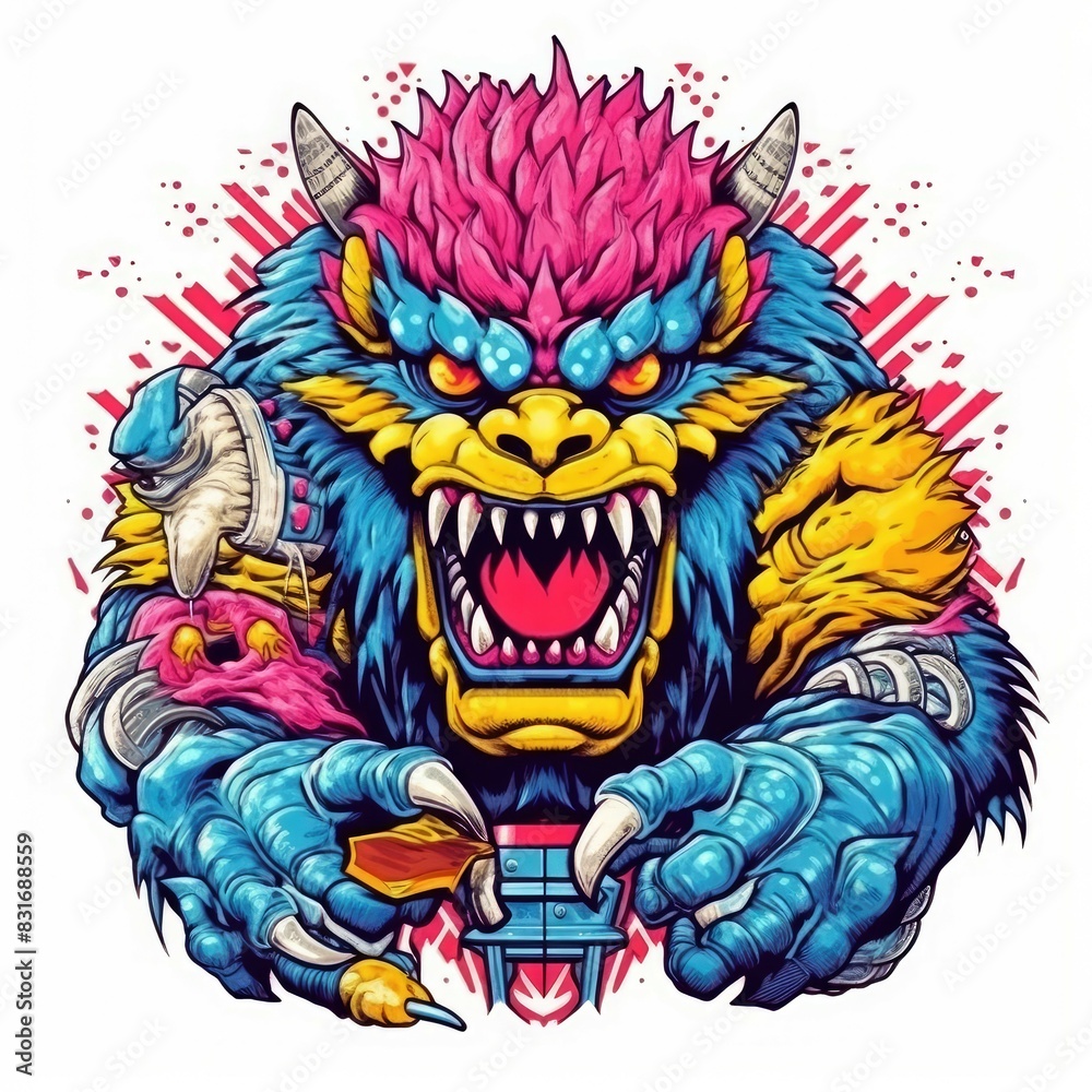 Art illustration  monster angry colorfull 