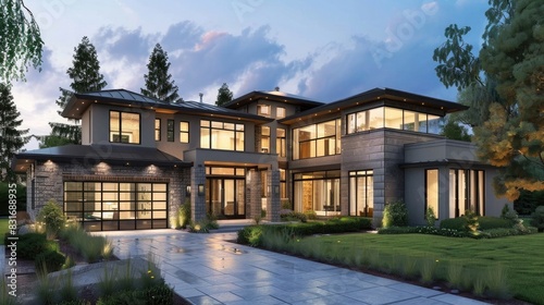 Luxurious home design with modern curb appeal in Bellevue.