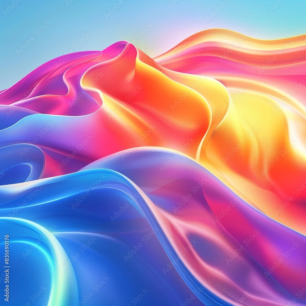 Fototapeta premium A mesmerizing dance unfolds as vibrant silk waves ripple with colors