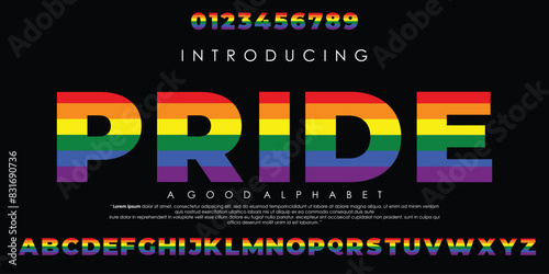 Modern LGBTQ Pride Abstract alphabet font. Minimal technology typography, Creative urban sport fashion futuristic font and with numbers. vector illustration eps 10