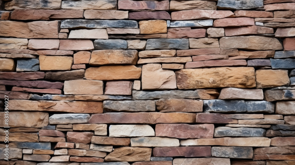 Fototapeta premium Classical Style Stone Wall with Large Rough Stones and Unpolished Patterns, Exuding High-Class and Design Aesthetic, Ideal for Industrial or Historical Backgrounds