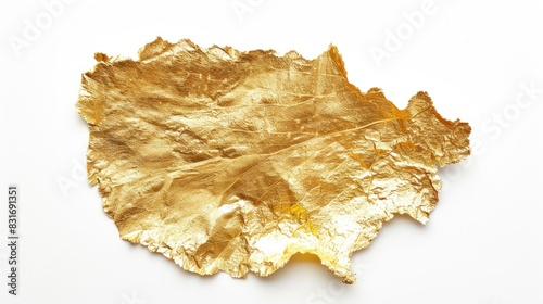 Gold leaf on a white isolated background
