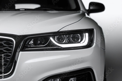 close-up shot of the SUV headlight and part of the grille