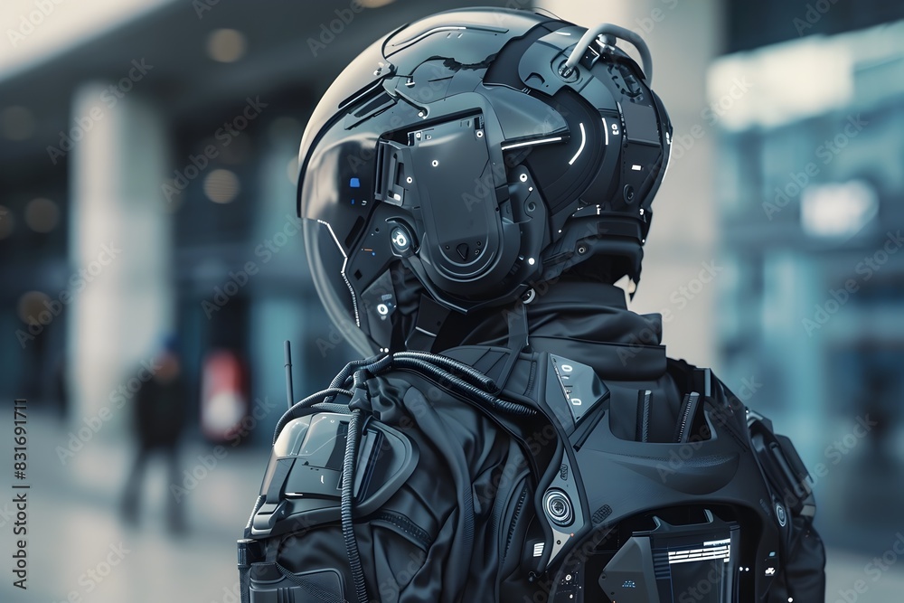 Futuristic Soldier in Armored Exoskeleton Prepared for Combat Mission Futuristic Soldier in Armored Exoskeleton Prepared for Combat Mission