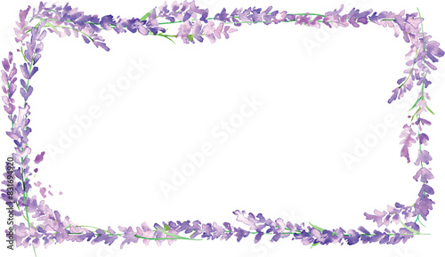 水彩画。水彩タッチのラベンダーイラスト。ラベンダーのベクターイラスト。夏のラベンダー背景。Watercolor painting. Lavender illustration with watercolor touch. Lavender vector illustration. Lavender background in summer.