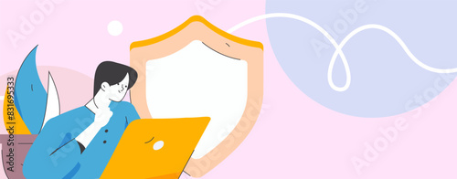 Business network security character flat vector concept operation hand drawn illustration
