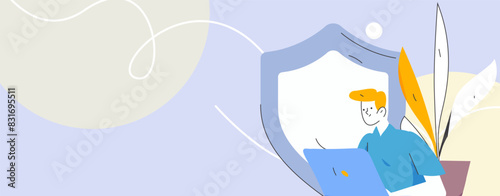 Business network security character flat vector concept operation hand drawn illustration
