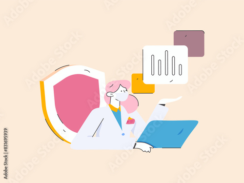 Business network security character flat vector concept operation hand drawn illustration
