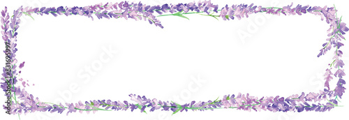 水彩画。水彩タッチのラベンダーイラスト。ラベンダーのベクターイラスト。夏のラベンダー背景。Watercolor painting. Lavender illustration with watercolor touch. Lavender vector illustration. Lavender background in summer.