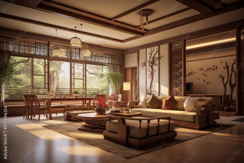 Interior design. Computer Generated Image Of Modern apartment living room. Architectural Visualization. 3D Render.
Interior design. Computer Generated Image Of Modern apartment living room. Architectural Visualization. 3D Render.