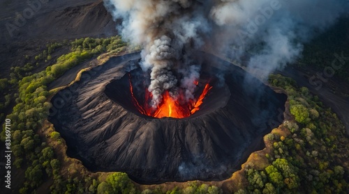 Volcanic eruptions cause pollution from volcanic ash smoke. photo