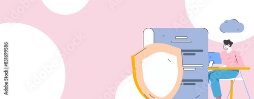 Business network security character flat vector concept operation hand drawn illustration
