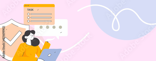 Business network security character flat vector concept operation hand drawn illustration
