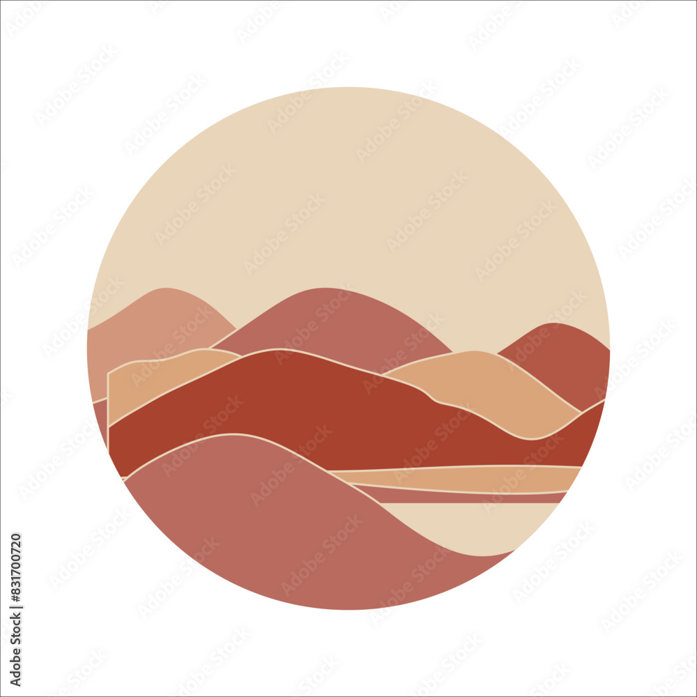 Circle mountain landscape background vector element Circle mountain landscape background vector element