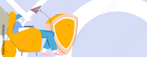 Business network security character flat vector concept operation hand drawn illustration
