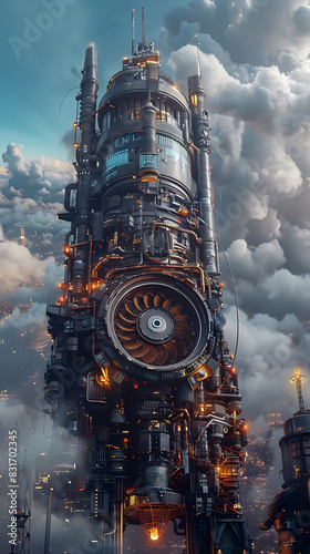 Colossal Steampunk-Inspired Engine Showcasing Intricate Mechanics and Unbridled Power