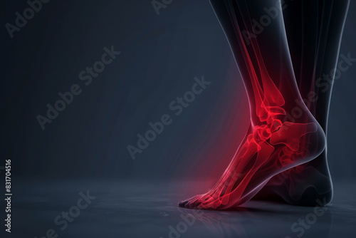 x ray illustration of a painful feet joint. ai generative photo