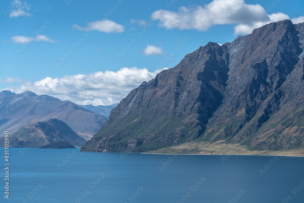 Lake Hawea and Southern Alps mountain range, Hawea, Otago, New Zealand. Lake Hawea and Southern Alps mountain range, Hawea, Otago, New Zealand.