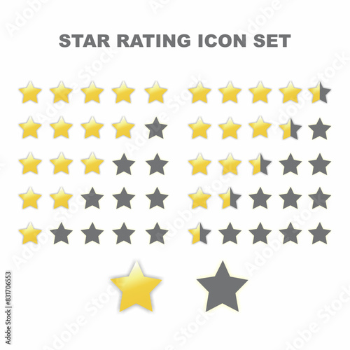 Star review rating design. Service quality of a product. Vote poll from zero to five points. Vector illustration in modern style. White background
