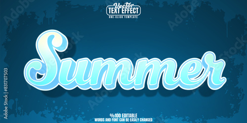 Summer editable text effect, customizable beach and holiday 3D font style