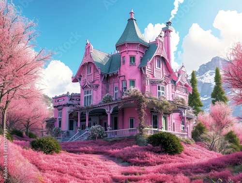 3 Big Beautiful Pink Houw - Generative AI