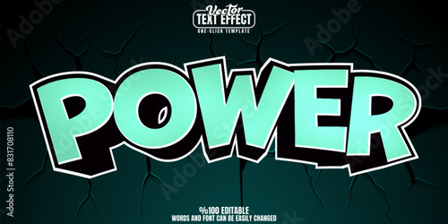 Sticker power editable text effect, customizable cartoon and comic 3D font style
