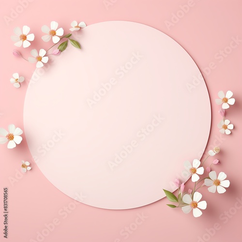 Minimalistic design with delicate white flowers on pink background. Perfect for invitations, cards, and feminine themes.