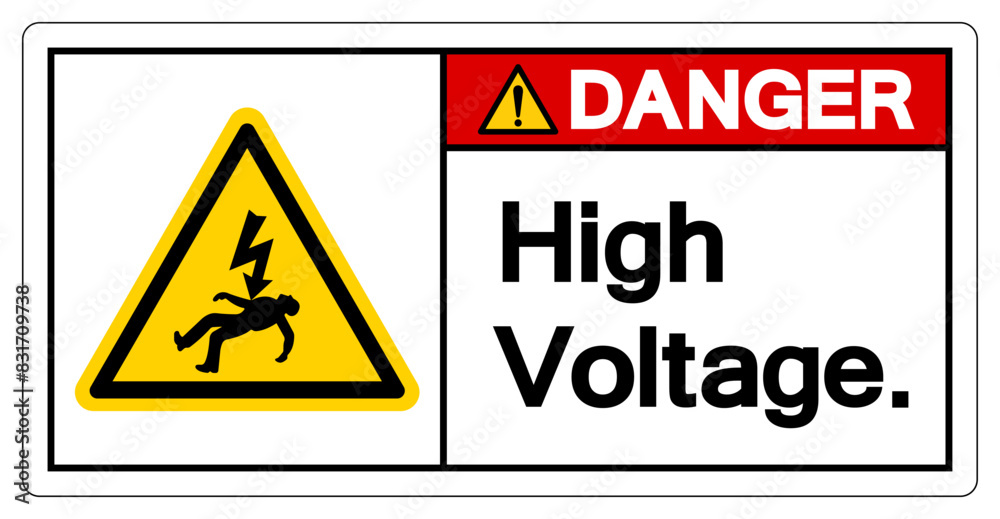 Obraz premium Danger High Voltage Symbol Sign, Vector Illustration, Isolate On White Background Label .EPS10
