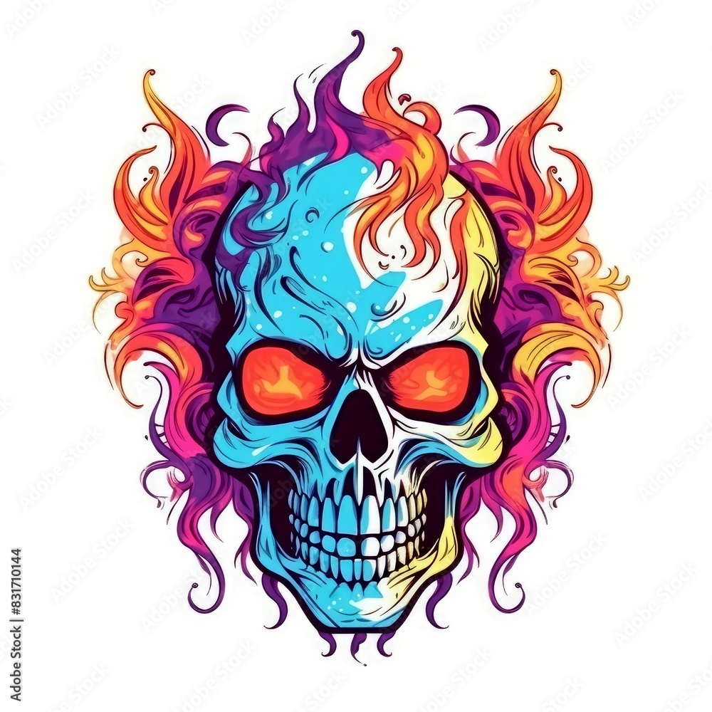 Art illustration skull skull on fire Art illustration skull skull on fire
