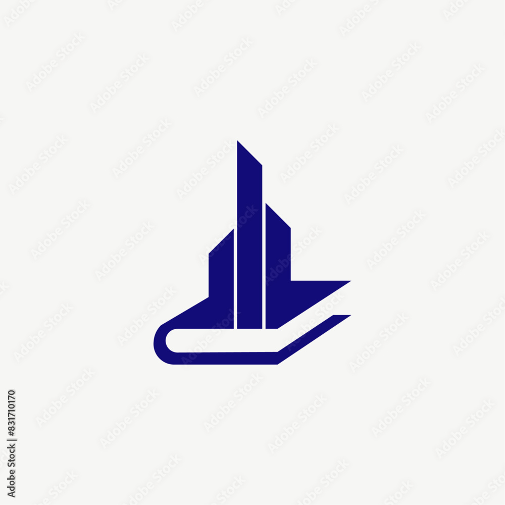 Minimalist Book with Building Logo Icon Vector Minimalist Book with Building Logo Icon Vector