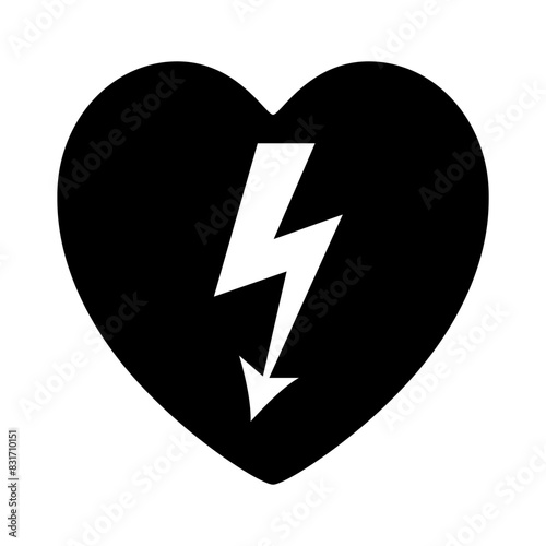 AED Automated External Defibrillator Black Icon,Vector Illustration, Isolate On White Background Label. EPS10