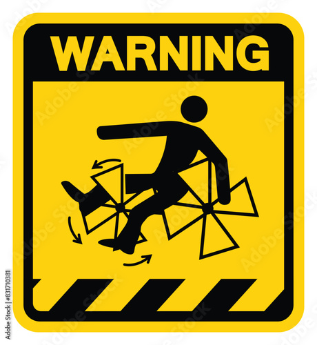 Rotating Paddles Will Crush Entangle Or Amputate Warning Sign, Vector Illustration, Isolate On White Background Label .EPS10