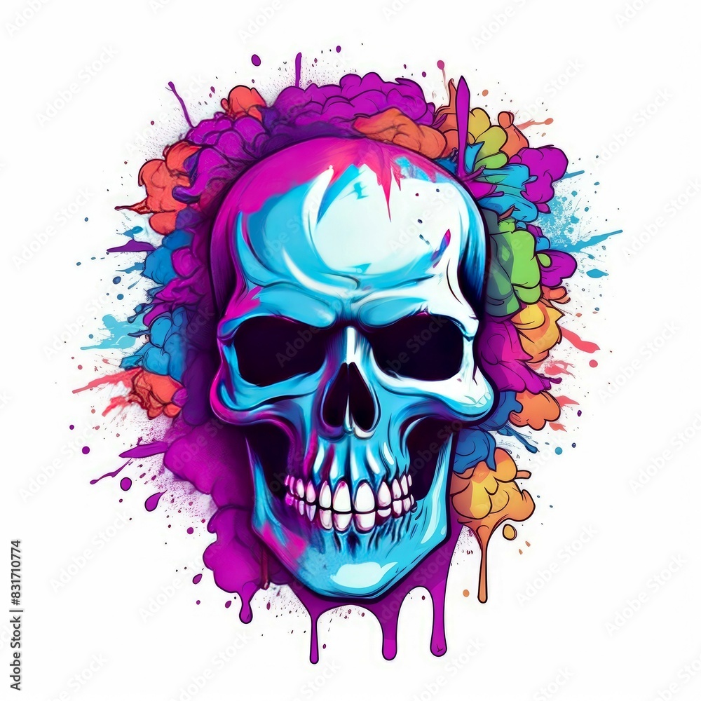 Art illustration skull full color shading Art illustration skull full color shading