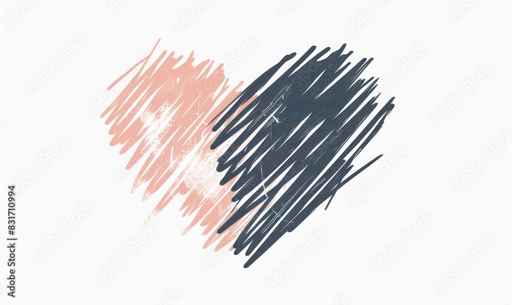 scribbling sketched heart illustration in pink and grey isolated on a white background scribbling sketched heart illustration in pink and grey isolated on a white background