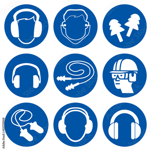 Ear Protection Set Symbol Sign, Vector Illustration, Isolated On White Background Label. EPS10