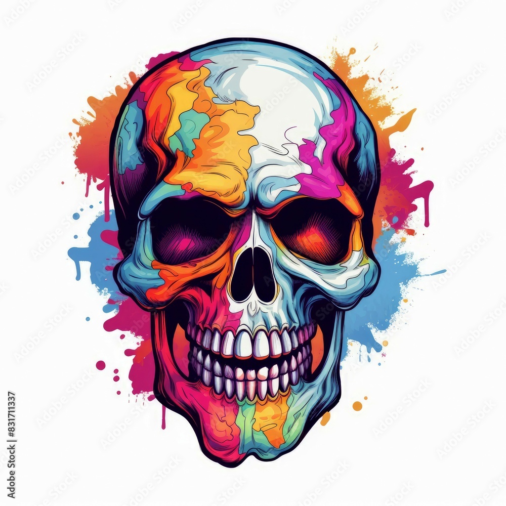Art illustration skull full color shading Art illustration skull full color shading