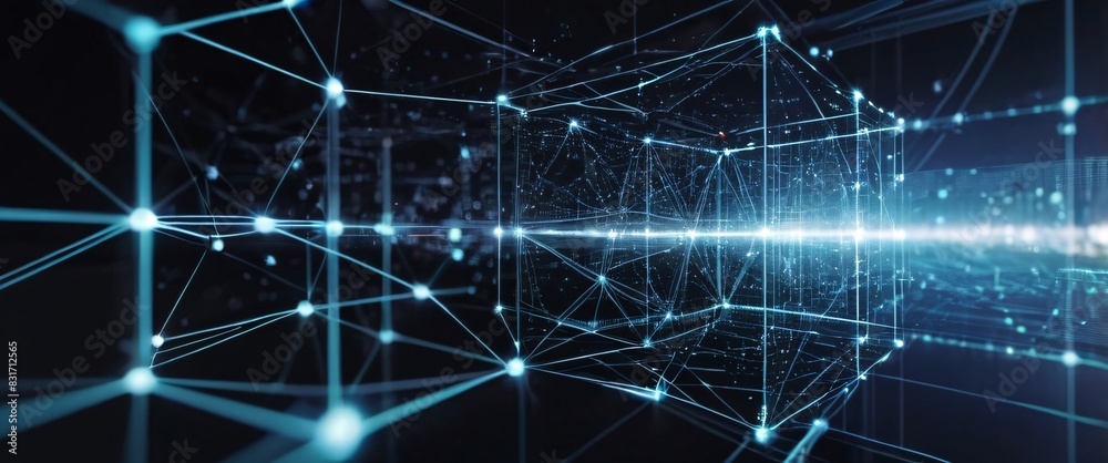 Obraz premium Abstract Digital Connections with Data and Blockchain Technology