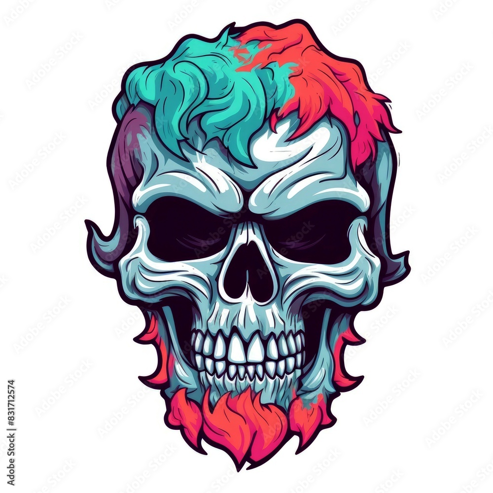 Art illustration skull full color shading Art illustration skull full color shading
