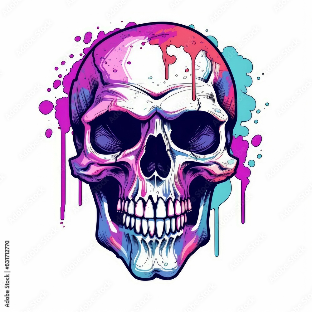 Art illustration skull full color shading Art illustration skull full color shading