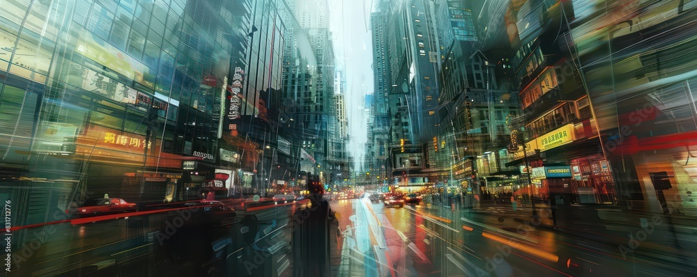 Fototapeta premium amazing abstract urban artistic illustration, very colorful and contemporary