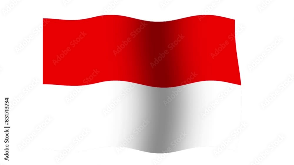 Animation of the Indonesian flag flying on a white background Animation of the Indonesian flag flying on a white background