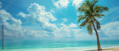 palm tree on tropical island beach wallpaper