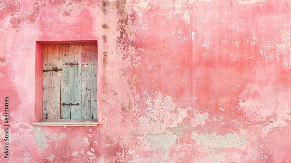 Old fashioned and traditional wall painted in a shade of pink