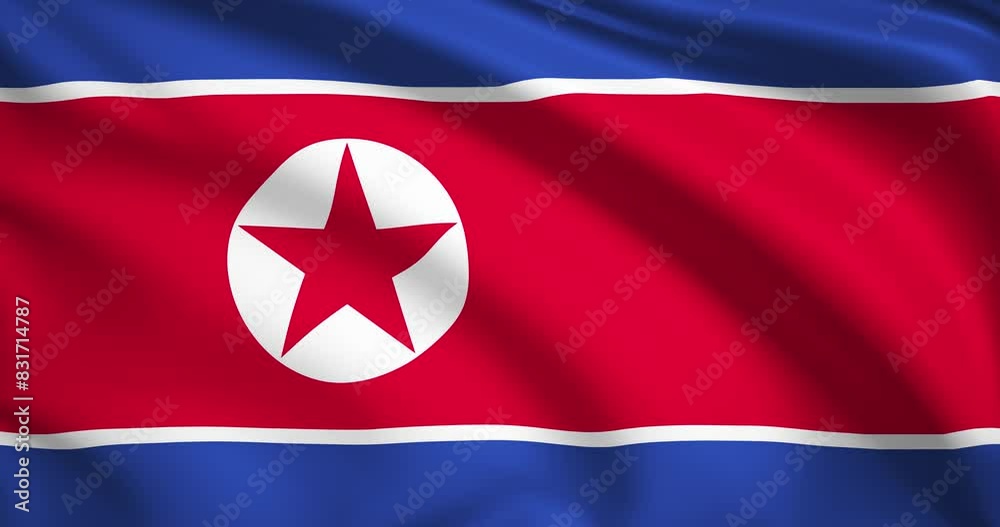 flag of Korea North. Korea North flag background. 4k 60FPS