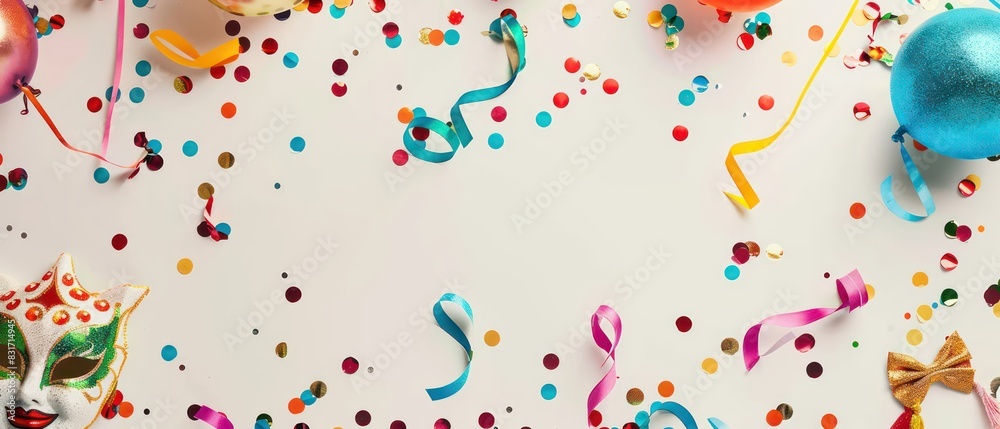 carnival wallpaper with themed graphic elements on a white surface with a empty space carnival wallpaper with themed graphic elements on a white surface with a empty space