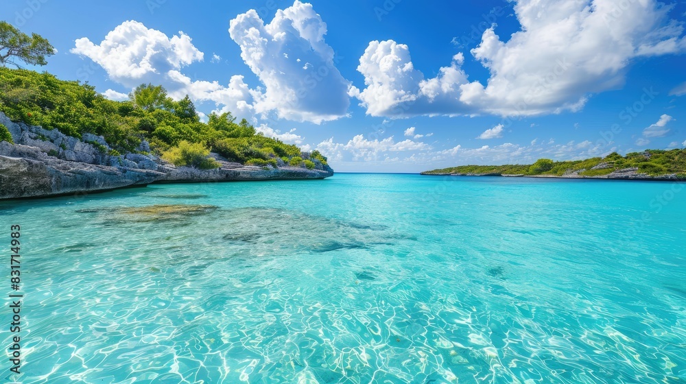 Fototapeta premium Lagoon with clear blue waters under a sunny sky