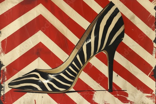 pair of stiletto heels zebra print photo